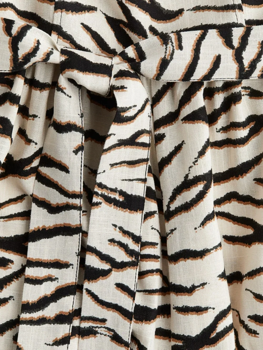 H&M TIE-BELT JUMPSUIT, Cream/zebra print